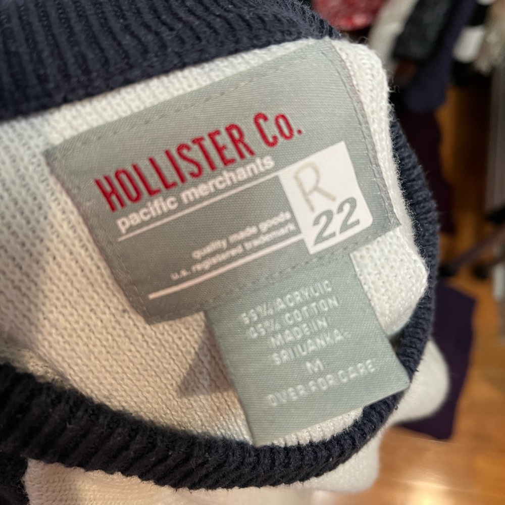 Vintage Hollister Crewneck Sweater - Men’s Size Medium - Navy and White
